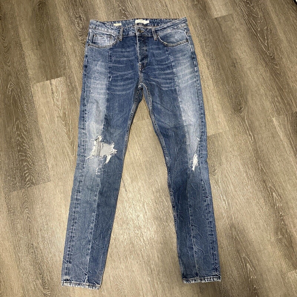Topman Mens Skinny Distressed Jeans Ripped sz 34r